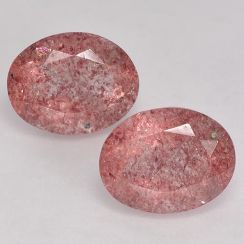 2 Quartz Fraises Ovale assorties de 9,1 x 7,1mm, poids total de 3,67 ct ...