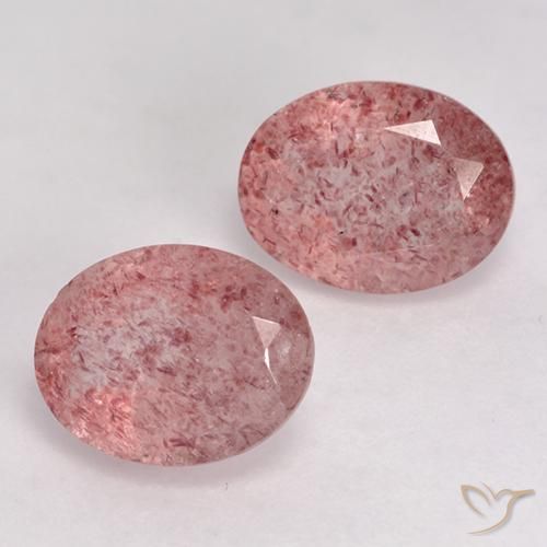 3.49 ctw Pink Strawberry Quartz Stones, Natural Strawberry Quartz in Oval Facet Shape for Sale