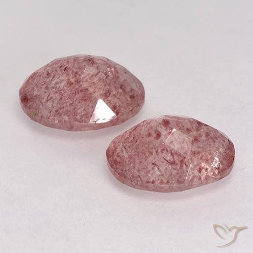 Strawberry Quartz Gemstones in 9 x 7 mm (calibrated) Size for Sale, Strawberry Quartz Stones in Medium Pink Color