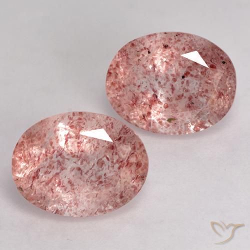 3.10 ctw Pink Strawberry Quartz Stones, Natural Strawberry Quartz in Oval Facet Shape for Sale