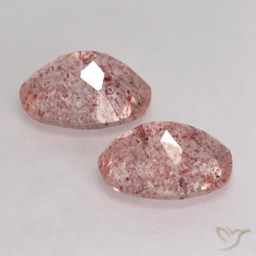 Strawberry Quartz Gemstones in 9 x 7 mm (calibrated) Size for Sale, Strawberry Quartz Stones in Earthy Pink Color