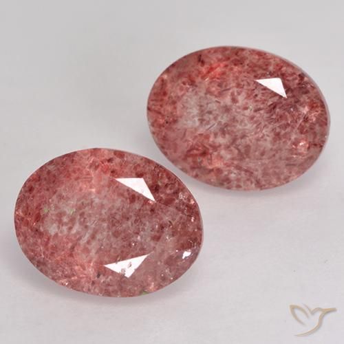 3.65 ctw Pink Strawberry Quartz Stones, Natural Strawberry Quartz in Oval Facet Shape for Sale