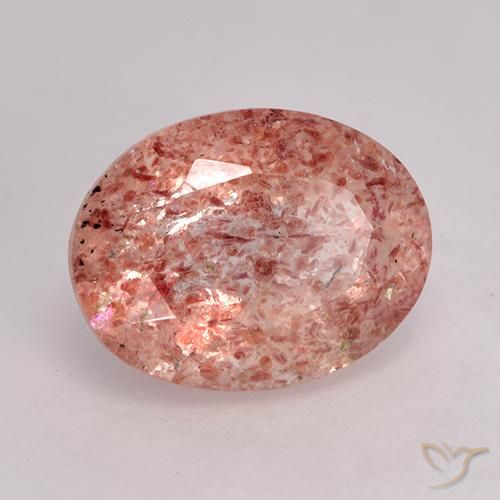 1.88 ct Pink Strawberry Quartz Stone, Natural Strawberry Quartz in Oval Facet Shape for Sale