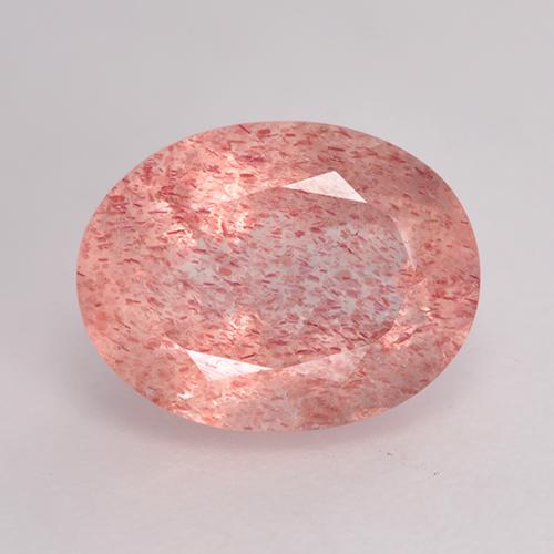1.98ct Oval Facet Pink Strawberry Quartz from Russia, Dimension 9.2 x 7.1mm, Natural untreated Gemstone, Translucent Clarity, 1 piece Strawberry Quartz in Earthy Pink Color, Mohs Hardness of 7 suitable for daily wear jewelry, Photo A