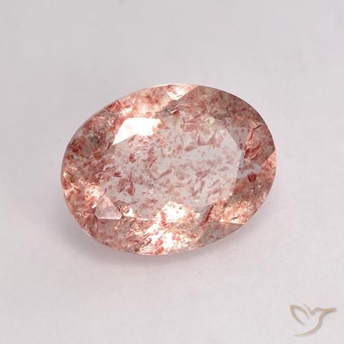 1.53 ct Pink Strawberry Quartz Stone, Natural Strawberry Quartz in Oval Facet Shape for Sale