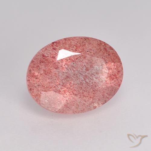1.72 ct Pink Strawberry Quartz Stone, Natural Strawberry Quartz in Oval Facet Shape for Sale