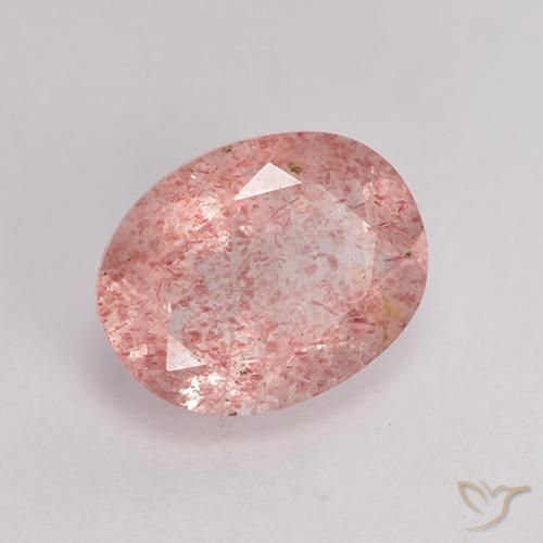 1.62 ct Pink Strawberry Quartz Stone, Natural Strawberry Quartz in Oval Facet Shape for Sale