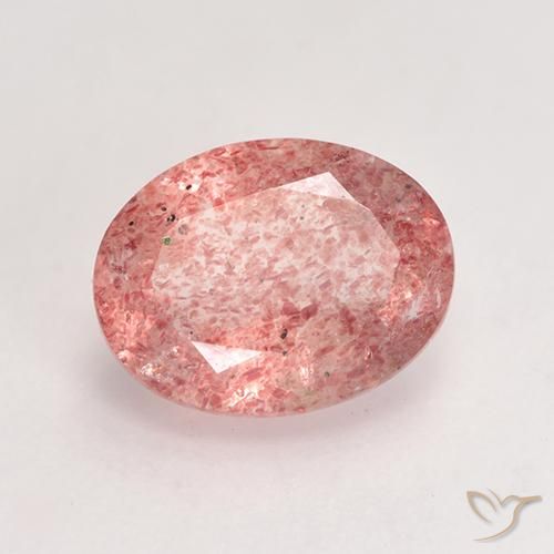 1.79 ct Pink Strawberry Quartz Stone, Natural Strawberry Quartz in Oval Facet Shape for Sale