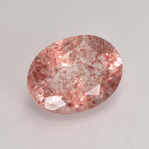 1.68 ct Pink Strawberry Quartz Stone, Natural Strawberry Quartz in Oval Facet Shape for Sale
