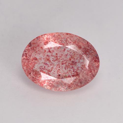 Bubblegum Pink Клубничный Кварц Камень - 1.4ct Фасетный Овал (ID: 529299)