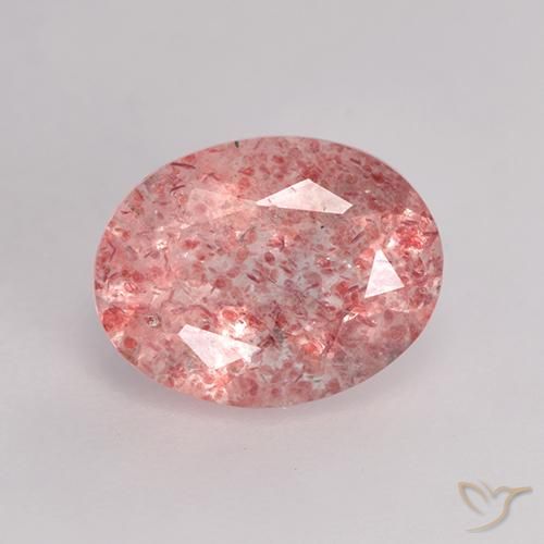 1,62 ct ovaler Erdbeerquarz aus Russland, Größe: 8,9 x 6,9mm, Reinheit: Translucent, Garantiert echter Edelstein, 1 Stück Erdbeerquarz in Helles Hot Pink Farbe, Mohs-Härte von 7 Geeignet für den täglichen Gebrauch im Schmuck, Photo A
