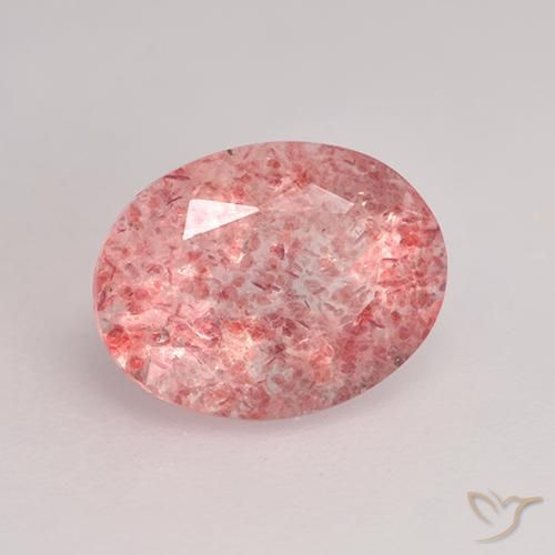1.62 ct Pink Strawberry Quartz Stone, Natural Strawberry Quartz in Oval Facet Shape for Sale
