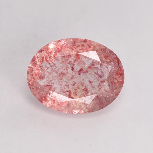 Bubblegum Pink Strawberry Quartz Gem - 1.4ct Oval Facet (ID: 529302)