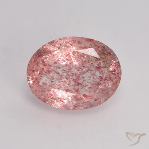 1.51ct Oval Facet Pink Strawberry Quartz from Russia, Dimension 8.9 x 6.9mm, Translucent Clarity, Natural untreated gemstone, 1pc Strawberry Quartz in Earthy Pink Color, Mohs Hardness of 7 suitable for daily wear jewelry, Photo A