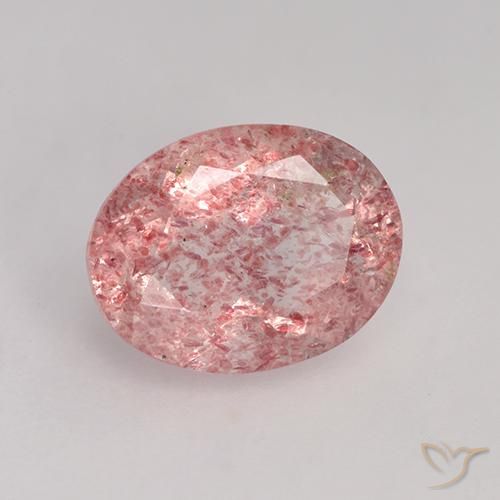 1.51 ct Pink Strawberry Quartz Stone, Natural Strawberry Quartz in Oval Facet Shape for Sale