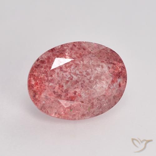 1.68 ct Pink Strawberry Quartz Stone, Natural Strawberry Quartz in Oval Facet Shape for Sale