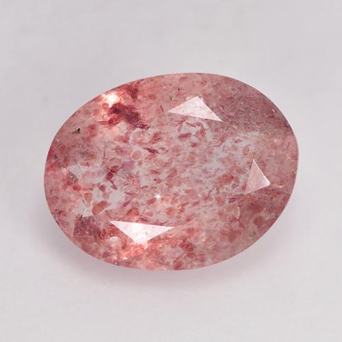 Deep Red Strawberry Quartz Gem - 1.4ct Oval Facet (ID: 529464)