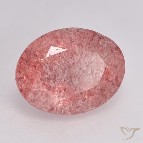 1.69 ct Pink Strawberry Quartz Stone, Natural Strawberry Quartz in Oval Facet Shape for Sale