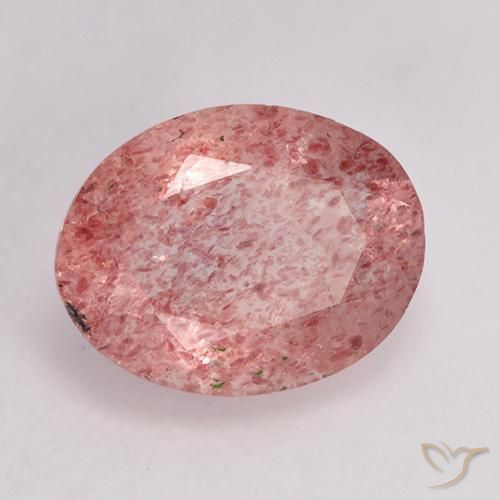 1.51 ct Pink Strawberry Quartz Stone, Natural Strawberry Quartz in Oval Facet Shape for Sale