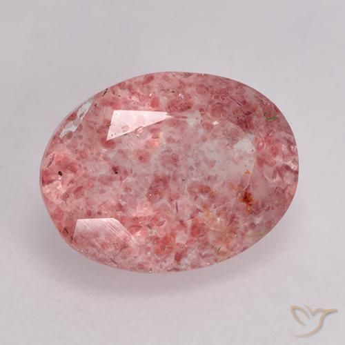 1.51 ct Pink Strawberry Quartz Stone, Natural Strawberry Quartz in Oval Facet Shape for Sale