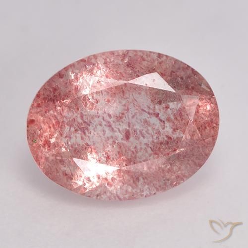 1.60ct Natural Medium Pink Strawberry Quartz, Oval, Translucent