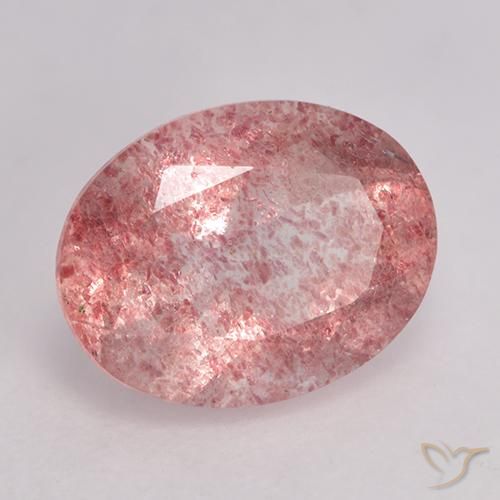 1.60 ct Pink Strawberry Quartz Stone, Natural Strawberry Quartz in Oval Facet Shape for Sale