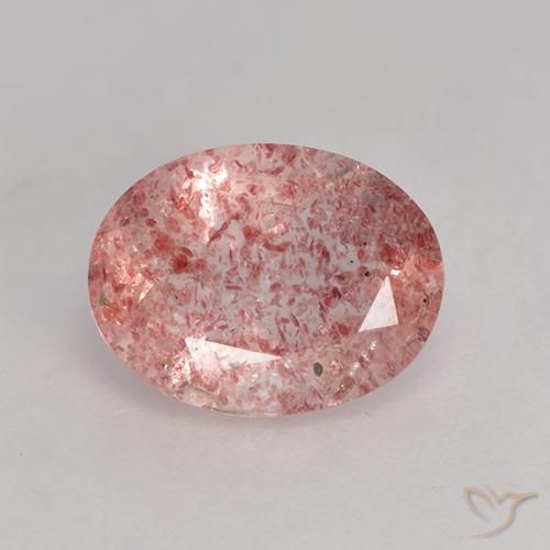Light Rose Pink Strawberry Quartz Gem - 1.5ct Oval Facet (ID: 530076)