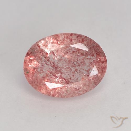 Light Rose Pink Strawberry Quartz Gem - 1.6ct Oval Facet (ID: 530077)