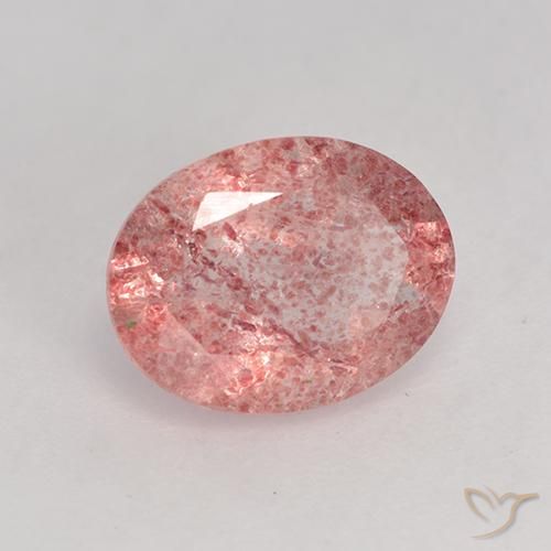 1.57 ct Pink Strawberry Quartz Stone, Natural Strawberry Quartz in Oval Facet Shape for Sale