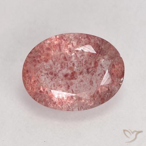 1.59ct Natural Medium Pink Strawberry Quartz, Oval, Translucent