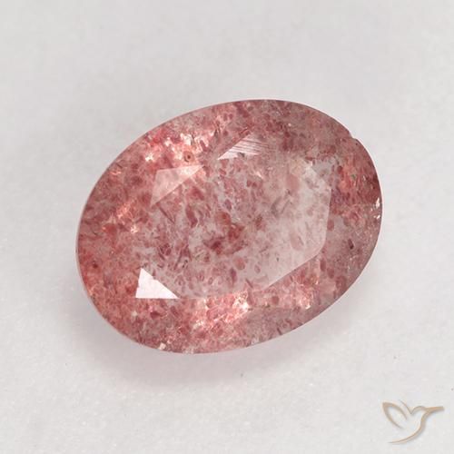 1.59 ct Pink Strawberry Quartz Stone, Natural Strawberry Quartz in Oval Facet Shape for Sale