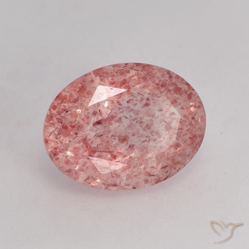 1.79 ct Pink Strawberry Quartz Stone, Natural Strawberry Quartz in Oval Facet Shape for Sale