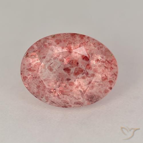 1.74 ct Pink Strawberry Quartz Stone, Natural Strawberry Quartz in Oval Facet Shape for Sale