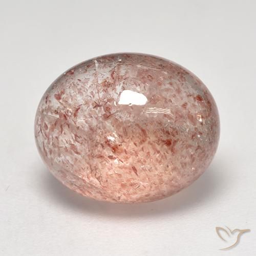 7.39 ct Pink Strawberry Quartz Stone, Natural Strawberry Quartz in Oval Cabochon Shape for Sale
