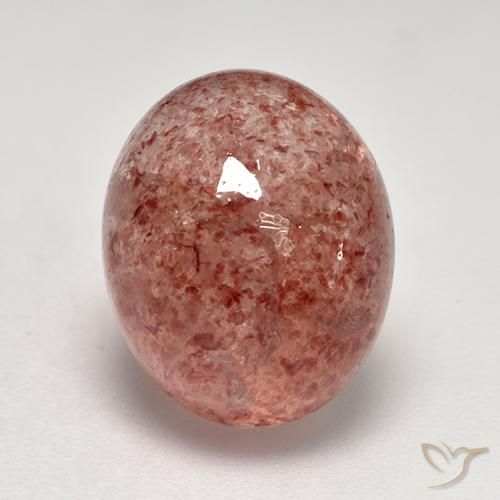 Quartz Fraise Rose oval cabochon De Russie, 12,8 x 10,5mm, poids de 7,86 ct, pierre gemme naturelle Non traité de pureté Translucide, 1 pièce Quartz Fraise, couleur Rouge brique léger, dureté Mohs de 7 convient aux bijoux de tous les jours, pierre de sagesse, Photo A