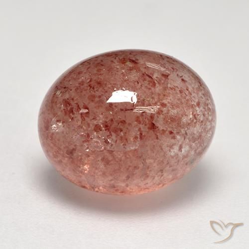 7.86 ct Pink Strawberry Quartz Stone, Natural Strawberry Quartz in Oval Cabochon Shape for Sale
