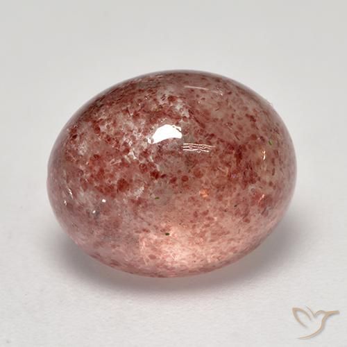 5.89 ct Pink Strawberry Quartz Stone, Natural Strawberry Quartz in Oval Cabochon Shape for Sale