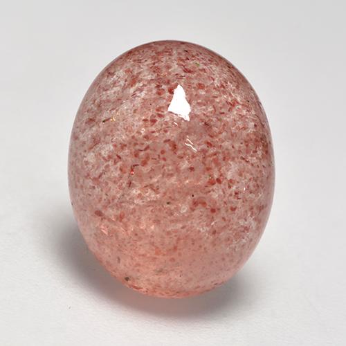 Medium-Dark Pink Strawberry Quartz Gem - 9.6ct Oval Cabochon (ID: 532232)