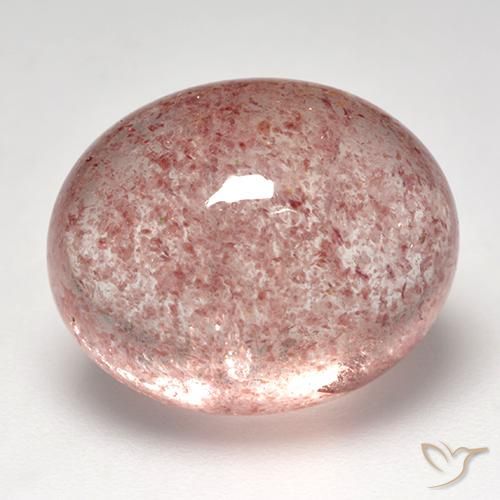 12.58 ct Pink Strawberry Quartz Stone, Natural Strawberry Quartz in Oval Cabochon Shape for Sale