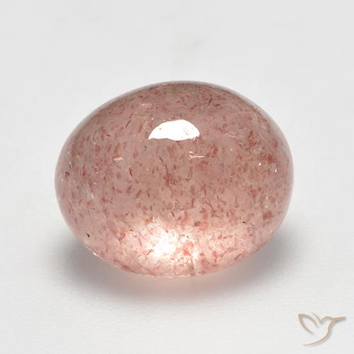 5.76 ct Pink Strawberry Quartz Stone, Natural Strawberry Quartz in Oval Cabochon Shape for Sale