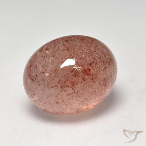 6.70 ct Pink Strawberry Quartz Stone, Natural Strawberry Quartz in Oval Cabochon Shape for Sale