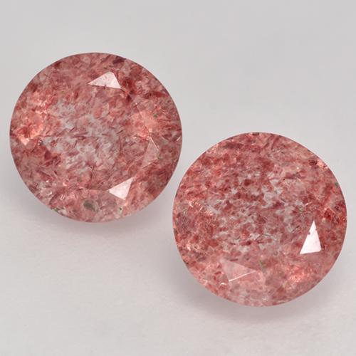 Paire assortie Quartz Fraise Rose Tour de 7,1mm, poids total de 2,72 ct ...