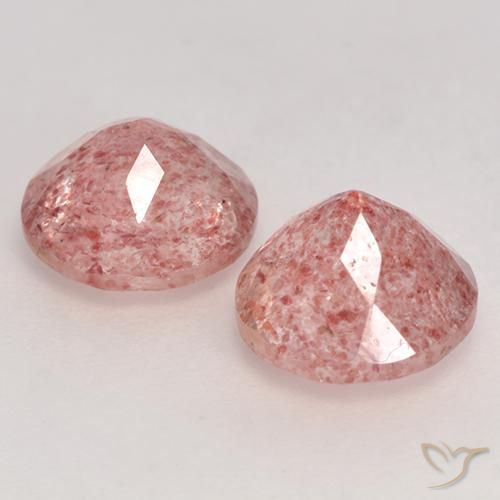 Strawberry Quartz Gemstones in 7 mm (calibrated) Size for Sale, Strawberry Quartz Stones in Medium Pink Color