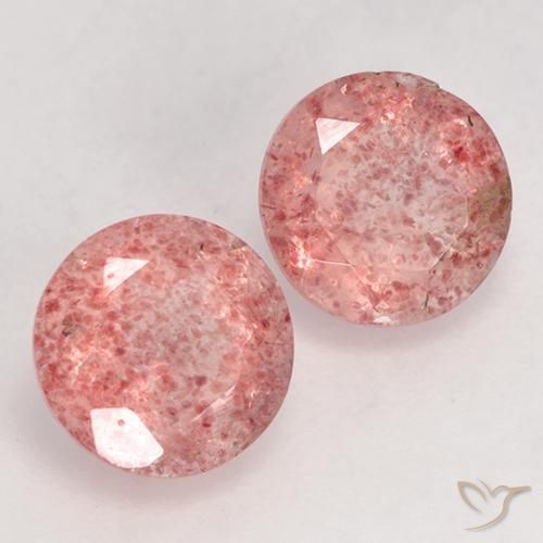 2.36 ctw Pink Strawberry Quartz Stones, Natural Strawberry Quartz in Round Facet Shape for Sale