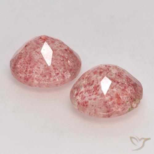 Strawberry Quartz Gemstones in 7 mm (calibrated) Size for Sale, Strawberry Quartz Stones in Medium-Light Pink Color