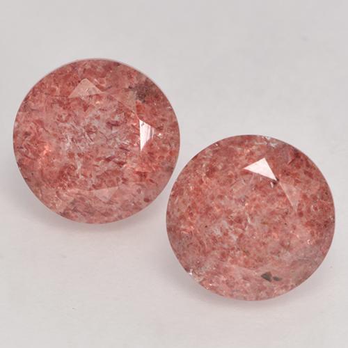 Raspberry Pink Strawberry Quartz Gem - 1.3ct Round Facet (ID: 532251)