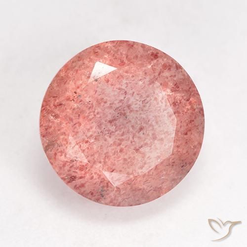 3.54 ct Pink Strawberry Quartz Stone, Natural Strawberry Quartz in Round Facet Shape for Sale