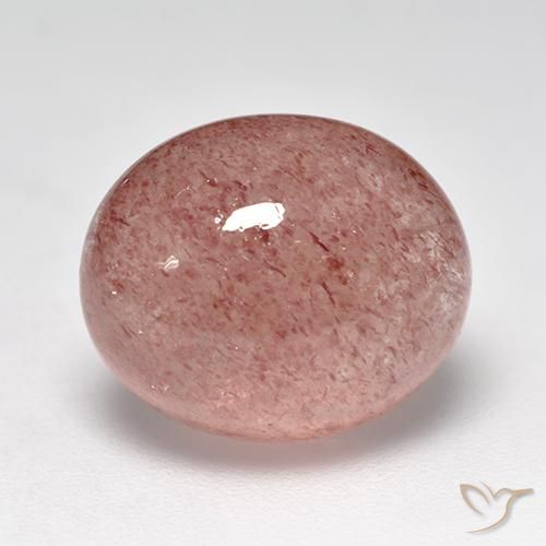 7.58 ct Pink Strawberry Quartz Stone, Natural Strawberry Quartz in Oval Cabochon Shape for Sale