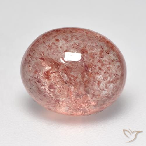 3.85 ct Pink Strawberry Quartz Stone, Natural Strawberry Quartz in Oval Cabochon Shape for Sale