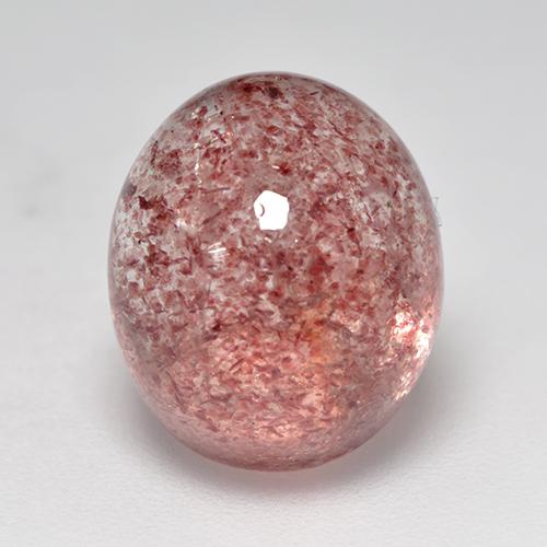 Rose Pink Strawberry Quartz Gem - 7ct Oval Cabochon (ID: 532366)